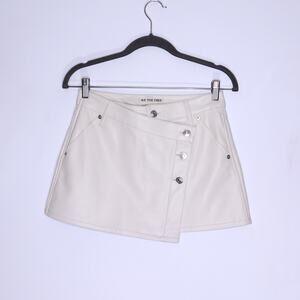 WE THE FREE Wynne Vegan Mini Skirt Ivory Asymmetrical Wrap Casual Women's 24
